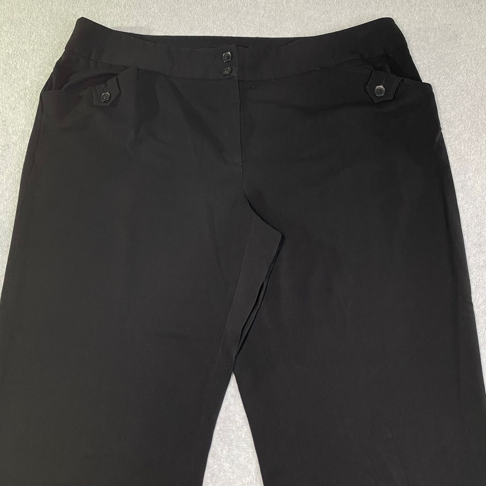 Lane Bryant Capri Pants Women Size 22 Black Cuffed Button Pocket Stretch EUC - Picture 3 of 7